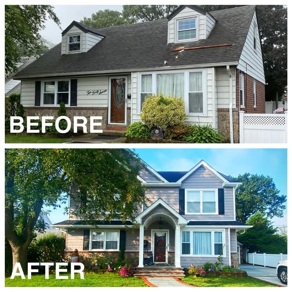 Anonymous addition contractor ad showing the home before and after the addition