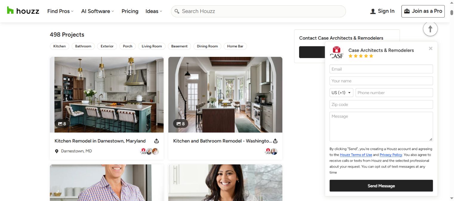 Case Architects and Remodelers Houzz gallery with room filters and kitchen projects
